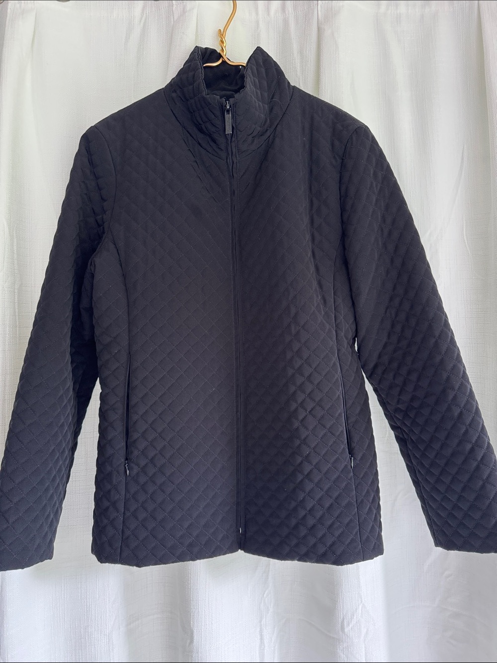 Calvin Klein Quilted Black Jacket with Stand Collar